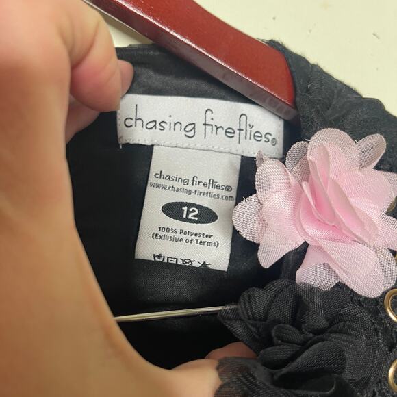 Chasing Fireflies black pink floral corset fairy dress sz 12 - Picture 3 of 8